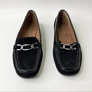 Donald J. Pliner Black Loafers with Silver Accent
